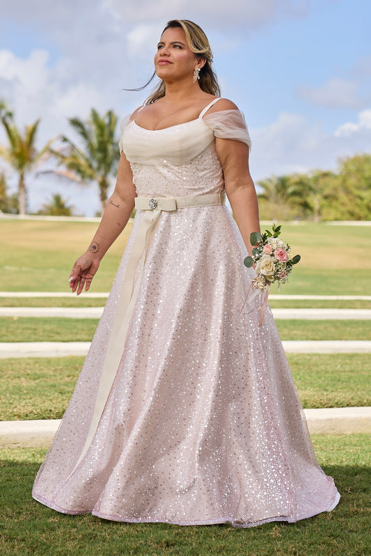 AURORA Sparkle A-Line Wedding Gown (sample size) (Plus Size)