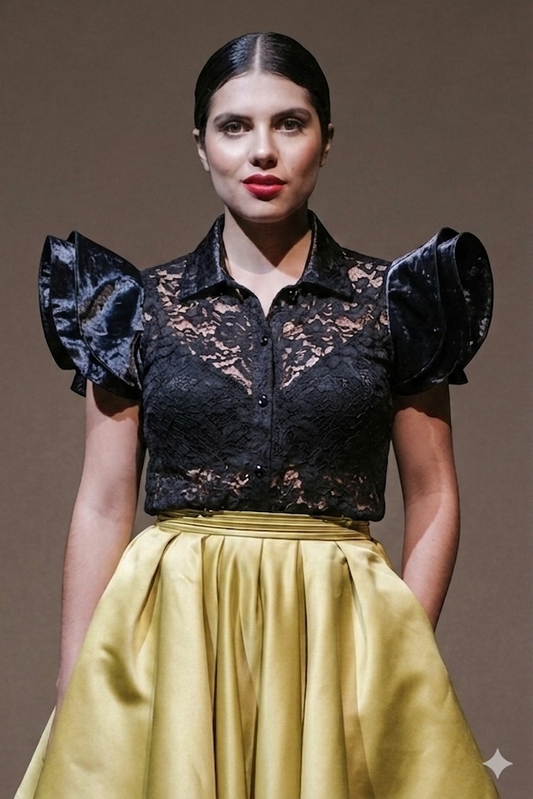 CAMILA Blouse - Double Raffle Cap Sleeve